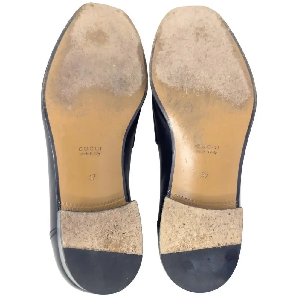 Gucci Jakarta Loafers Interlocking GG Logo Gold Horsebit Black Calfskin Leather